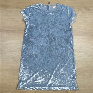 Crewcuts Everyday Shimmering Blue Silver Velveteen Tee Shirt Tunic Dress 10